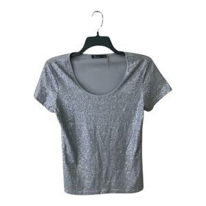 KIARA Sparkling Shirt Womens Large Short Sleeve Crewneck Casual Preppy Pullover